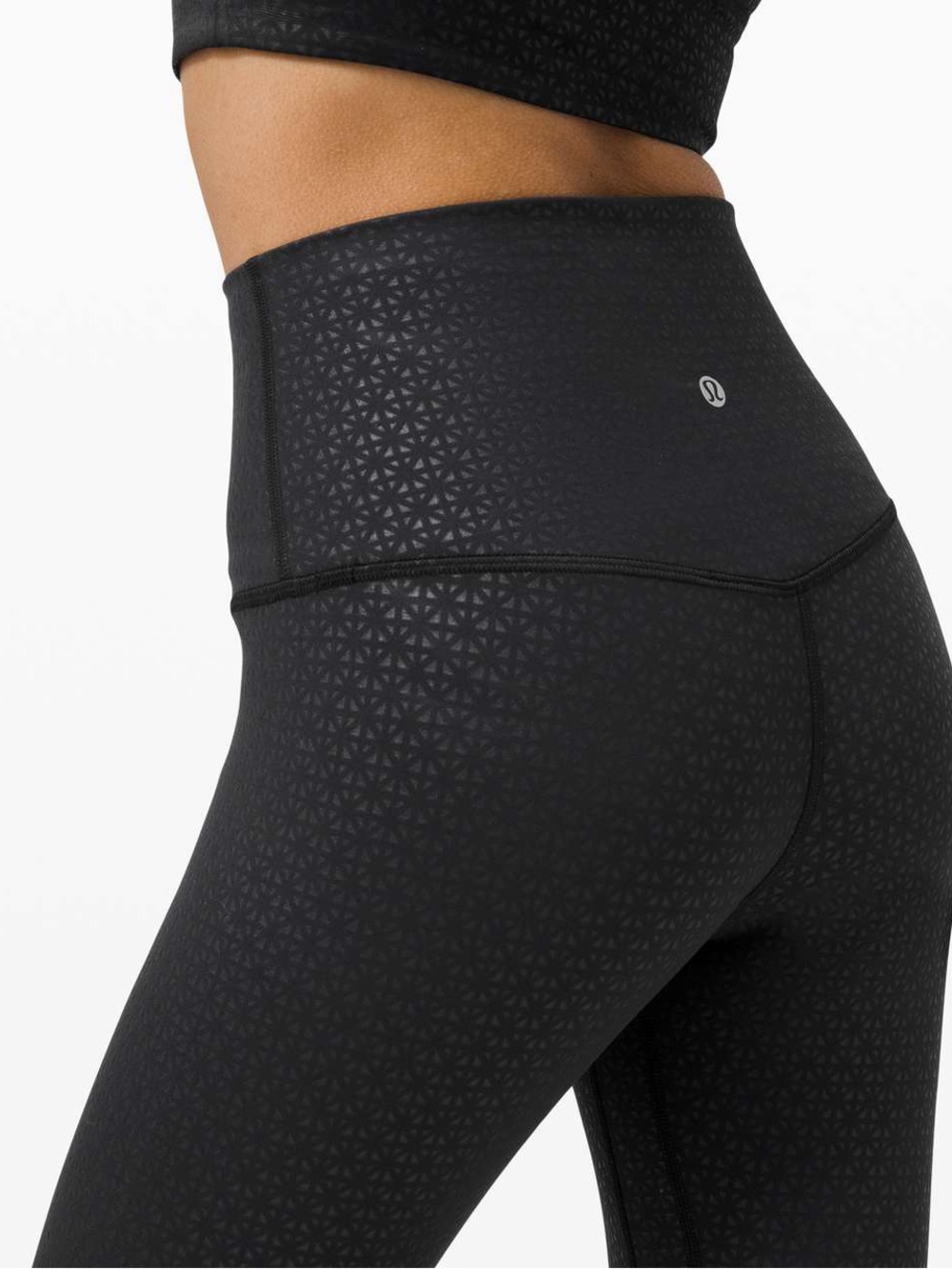 lululemon Align Black Leggings 25” Lattice Work embossed size 2